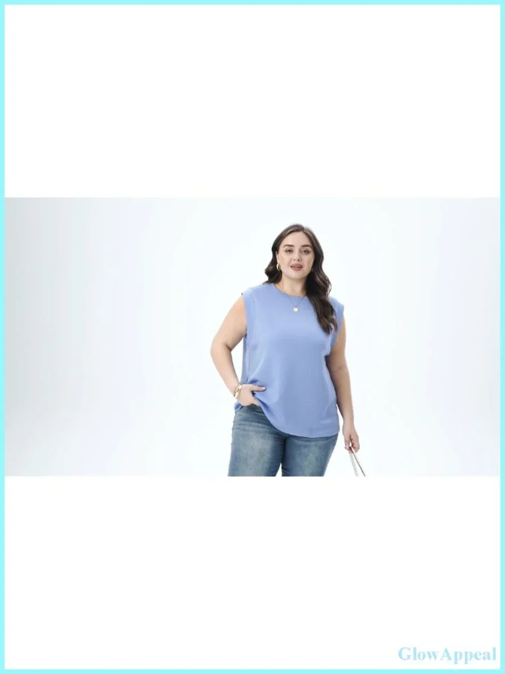 Plus Size Tank Top with Cap Sleeves - Cotton Blend, Underarm Coverage